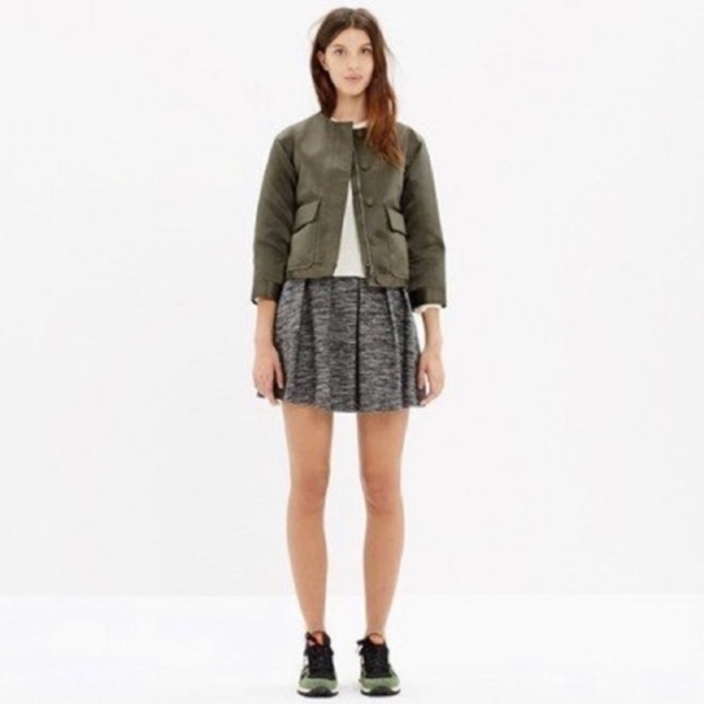 Madewell Countdown black white pleat tweed skirt Y23
